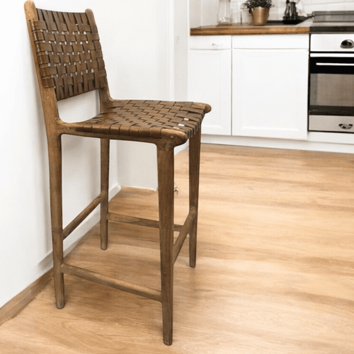 High Top Chairs Hand-crafted Solid Wood and Leather image 0