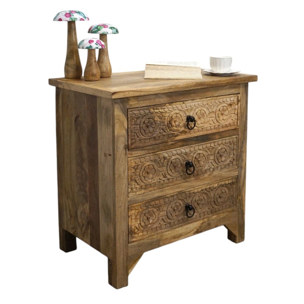3-Drawer Side Table/Nightstand Hand-Carved image 3