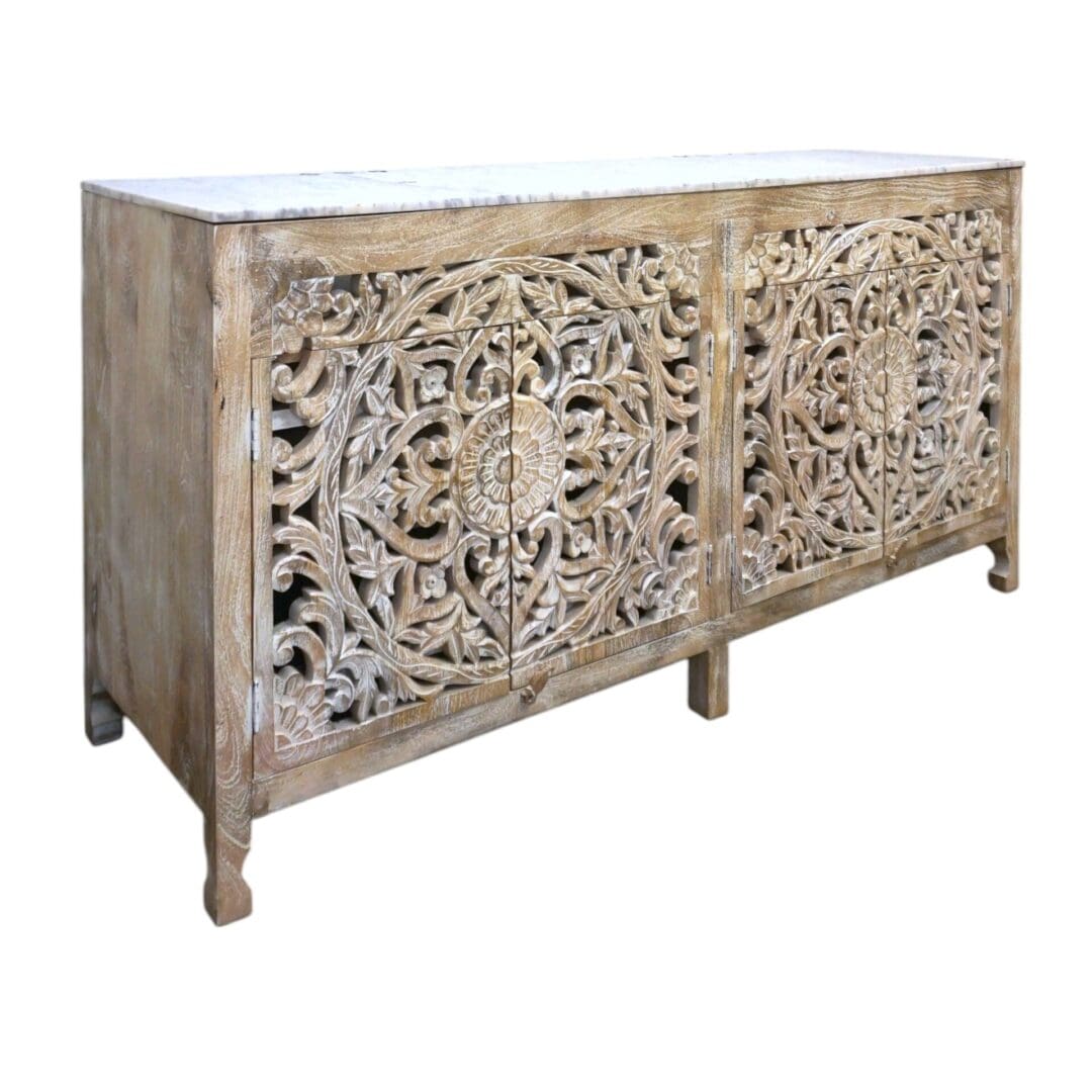 Natural Wood Double Vanity Gorgeous Hand-carved Detail image 17