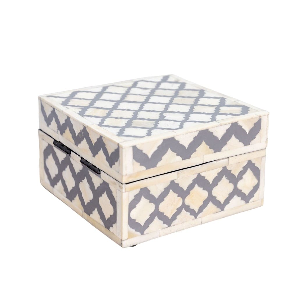 Square Inlay Box Timeless Gray and White Bone Inlay image 6