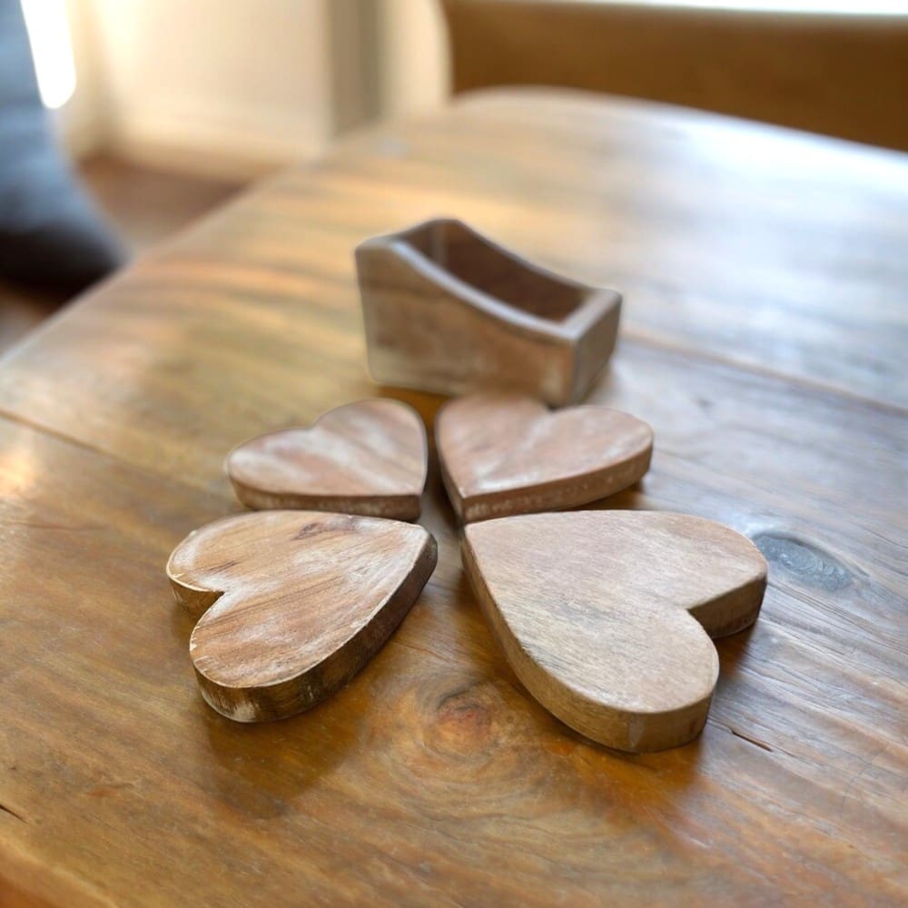 Coaster Set of 4 with Holder Adorable Heart Shaped Coasters image 4