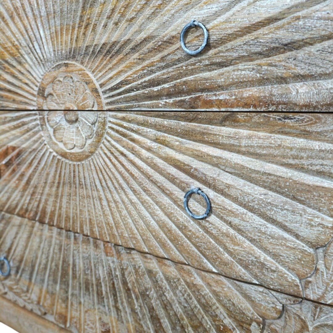 Hand-Carved Four Drawer Sandblast Wood Dresser image 6