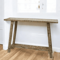 Rustic Natural Mango Wood Console Table with White Highlights image 0