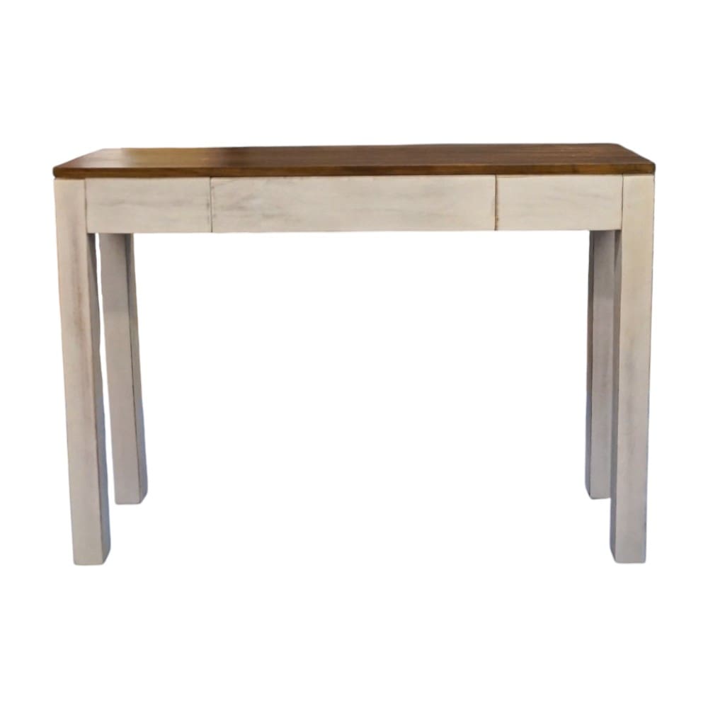 Mango Wood Console Table with Hidden Drawer Whitewashed image 2