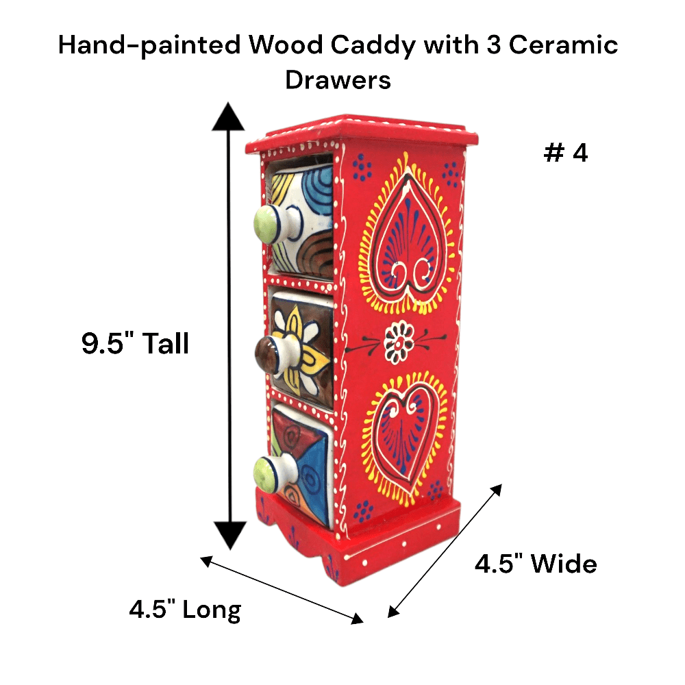 Hand-Painted Three Drawer Organizer Multicolor Ceramic image 9