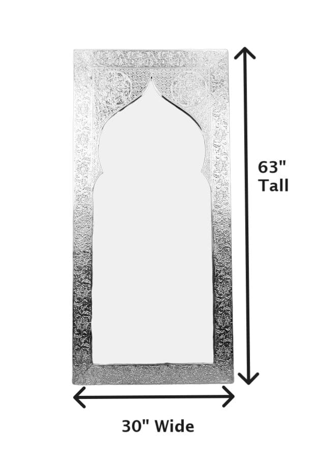 Large White Metal Accent Mirror Hand-Embossed image 5