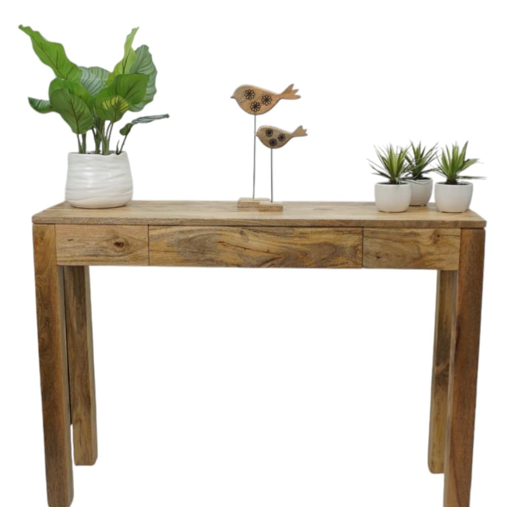 Mango Wood Console Table with Hidden Drawer Natural Wood image 5