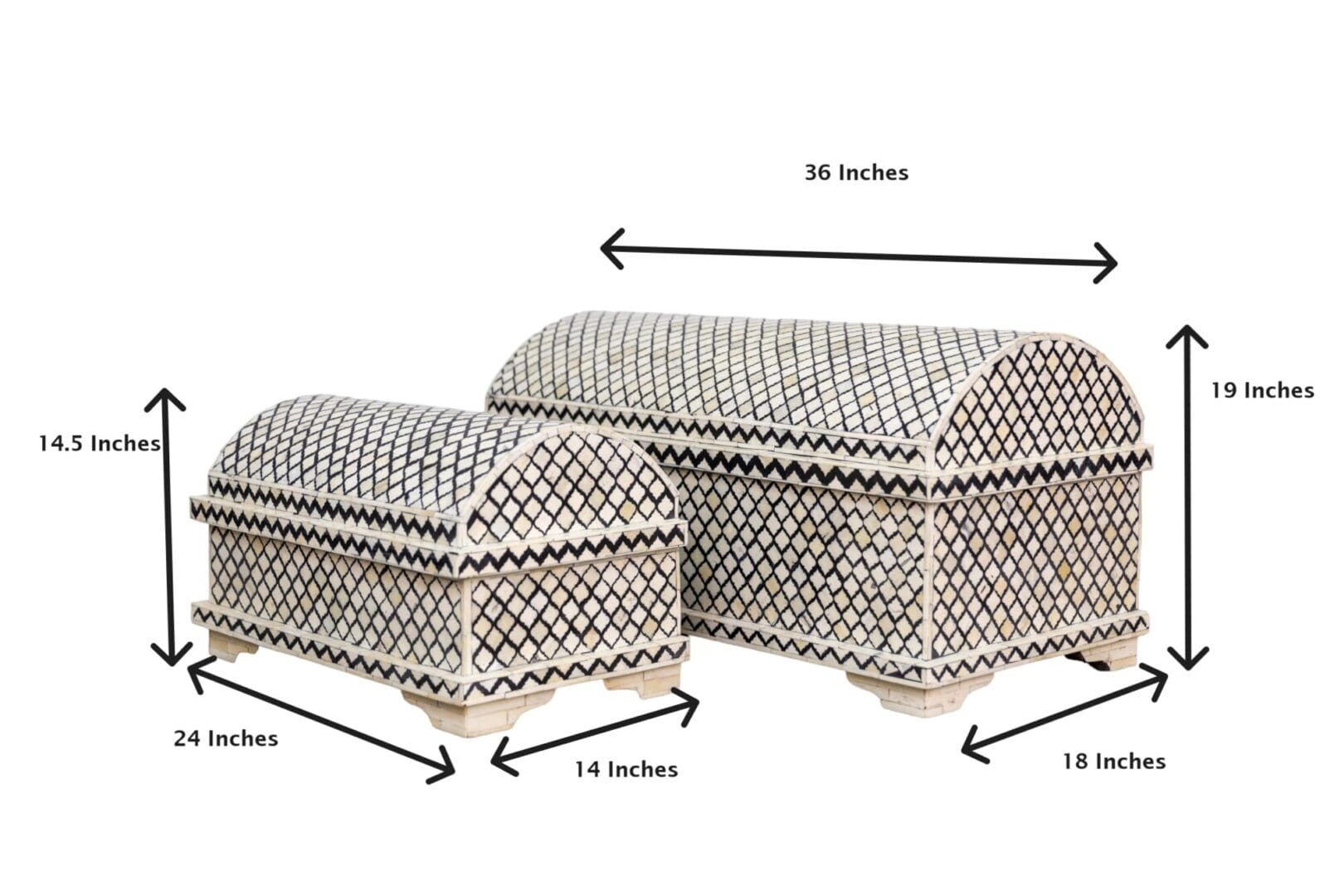 Hand-Crafted Black and White Bone Inlay Trunk 2 sizes image 1