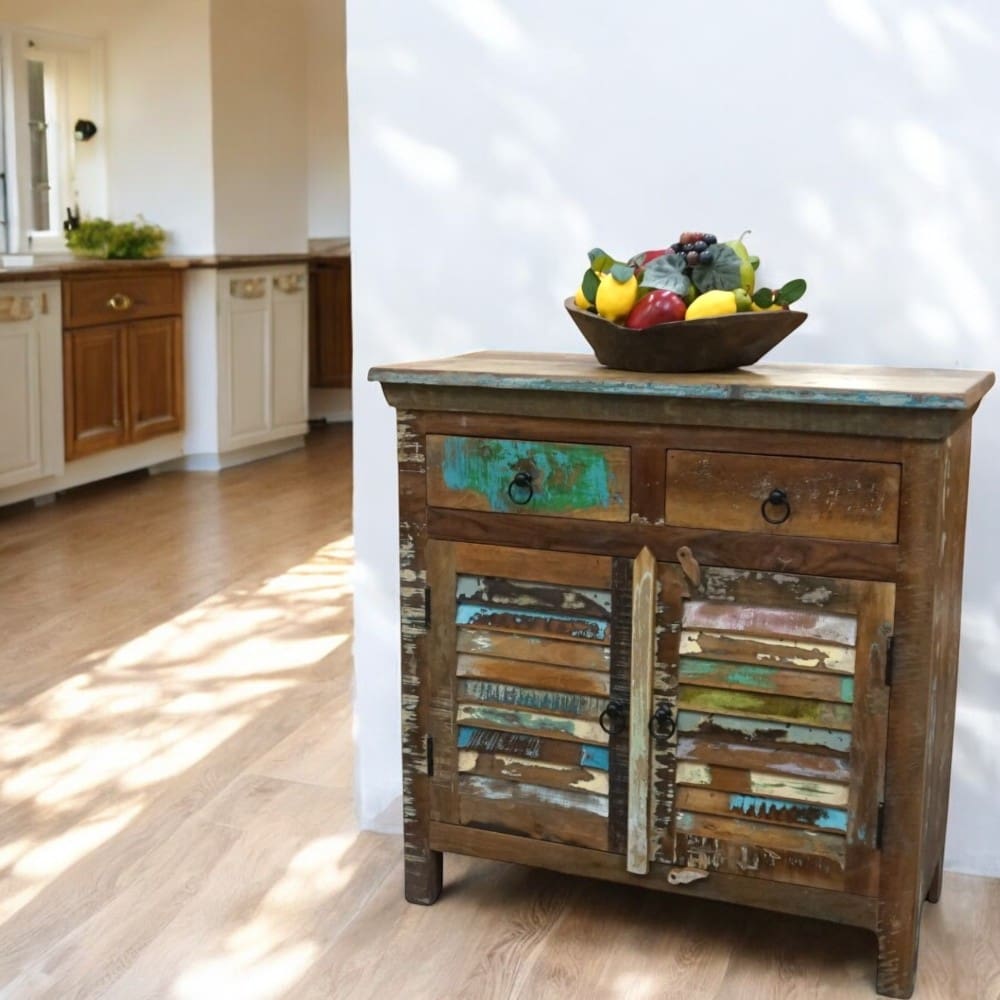 Reclaimed Wood Buffet Cabinet with Louvre Doors image 0