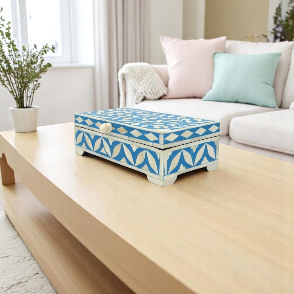 Blue and White Keepsake Box Hand-crafted image 0