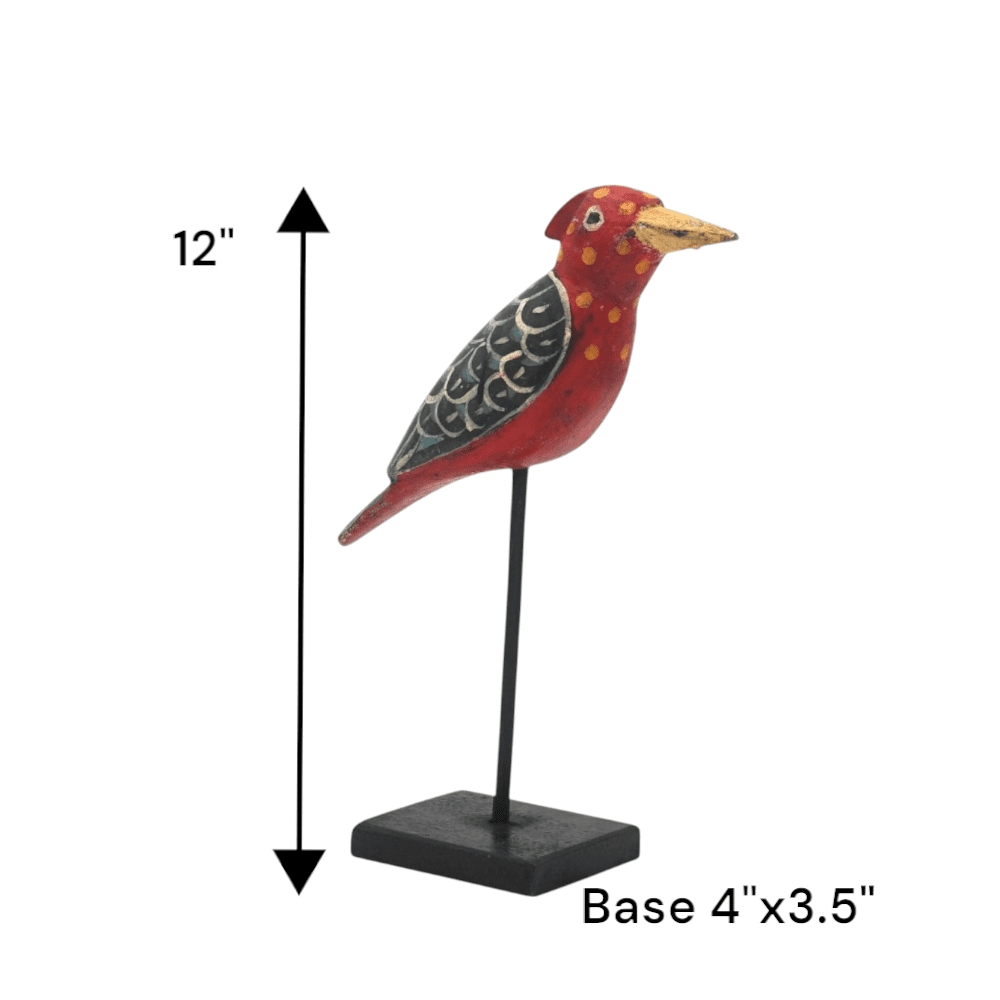 Reclaimed Wood Bird Hand-carved Decor Accent - Red bird image