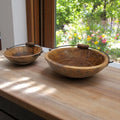 Vintage Wooden Bowls with a Handle Set of 2 image 5