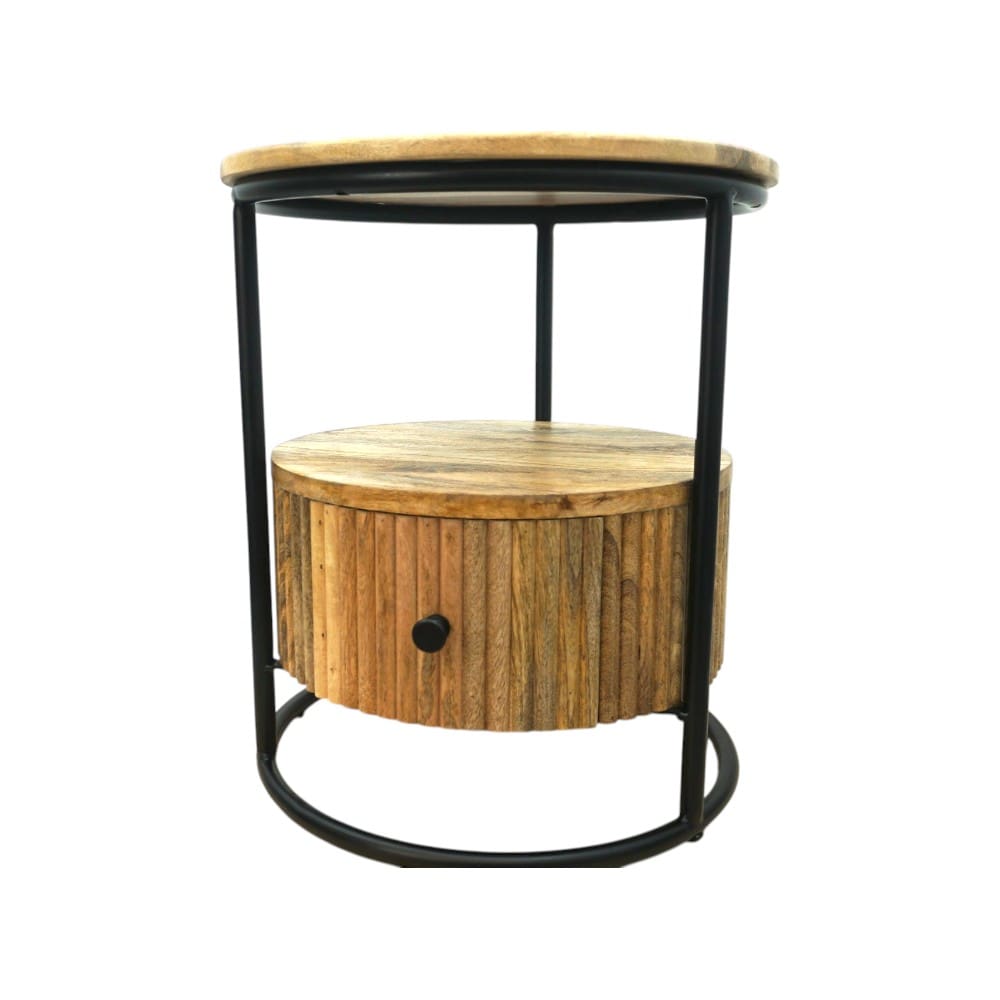 Hand-crafted Mango Wood Round Side Table image 4