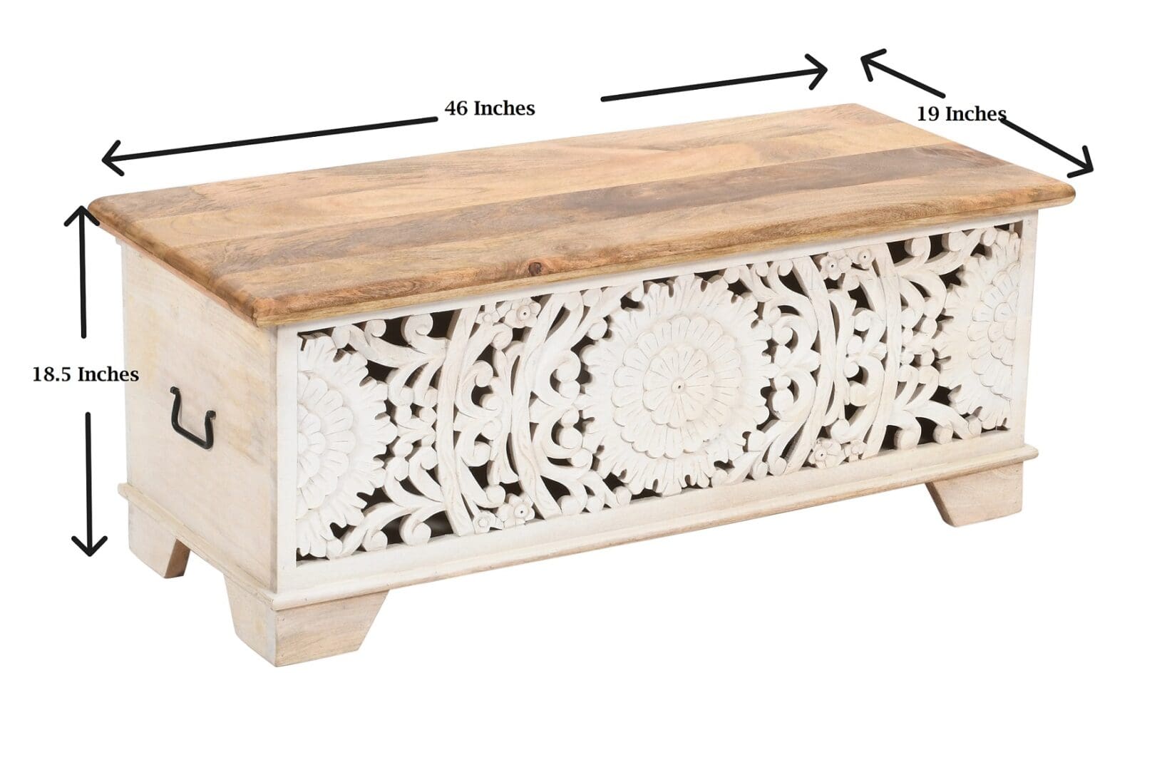 Hand-carved Mandala Cut-Out Bench Trunk image 11
