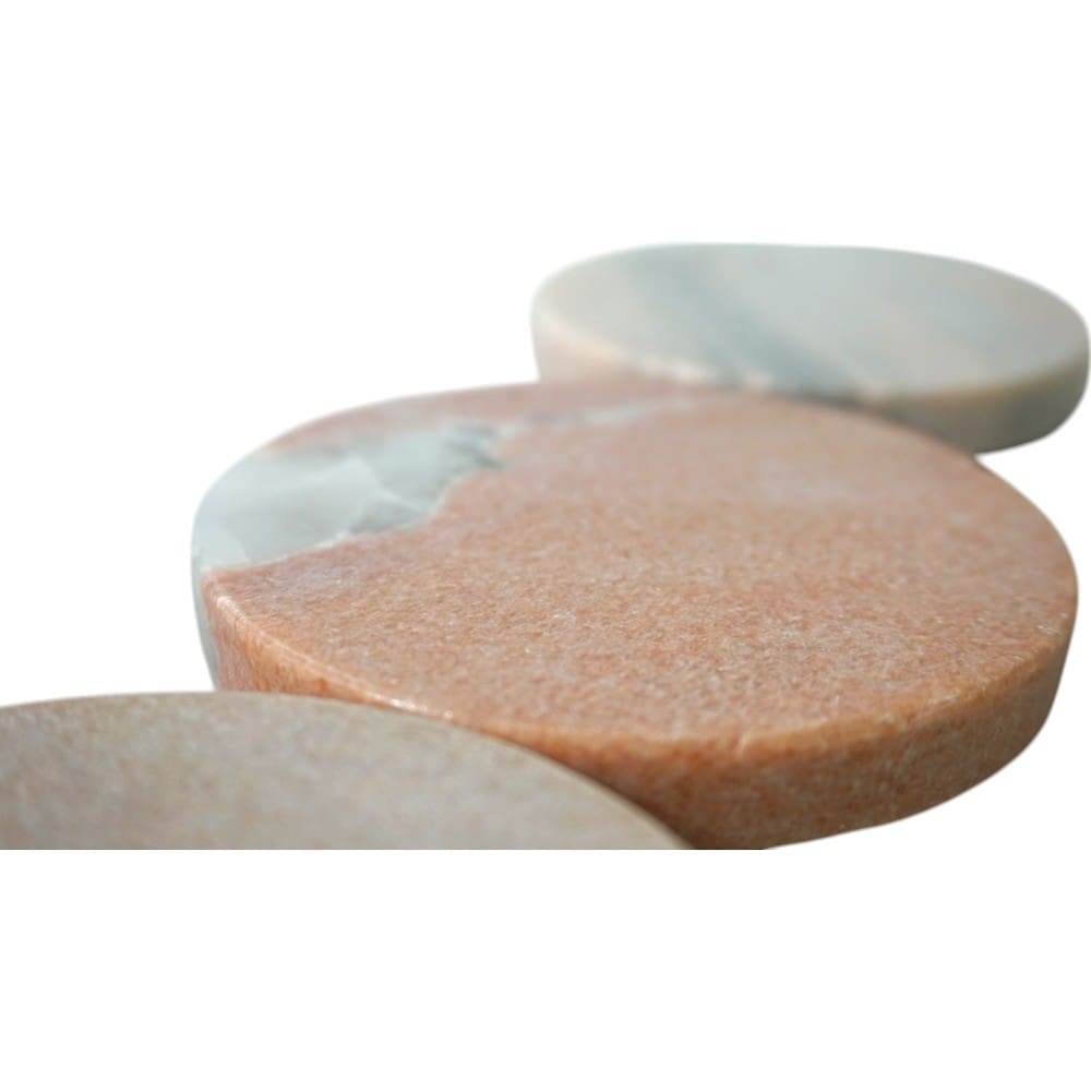 Set of 4 Round Pink Marble Drink Coasters image 3