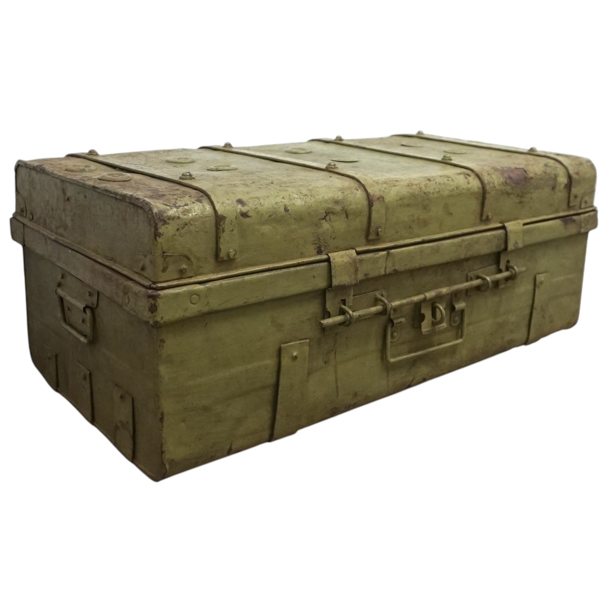 Vintage Metal Travel Trunk | Early 20th Century Indian Railway Case
