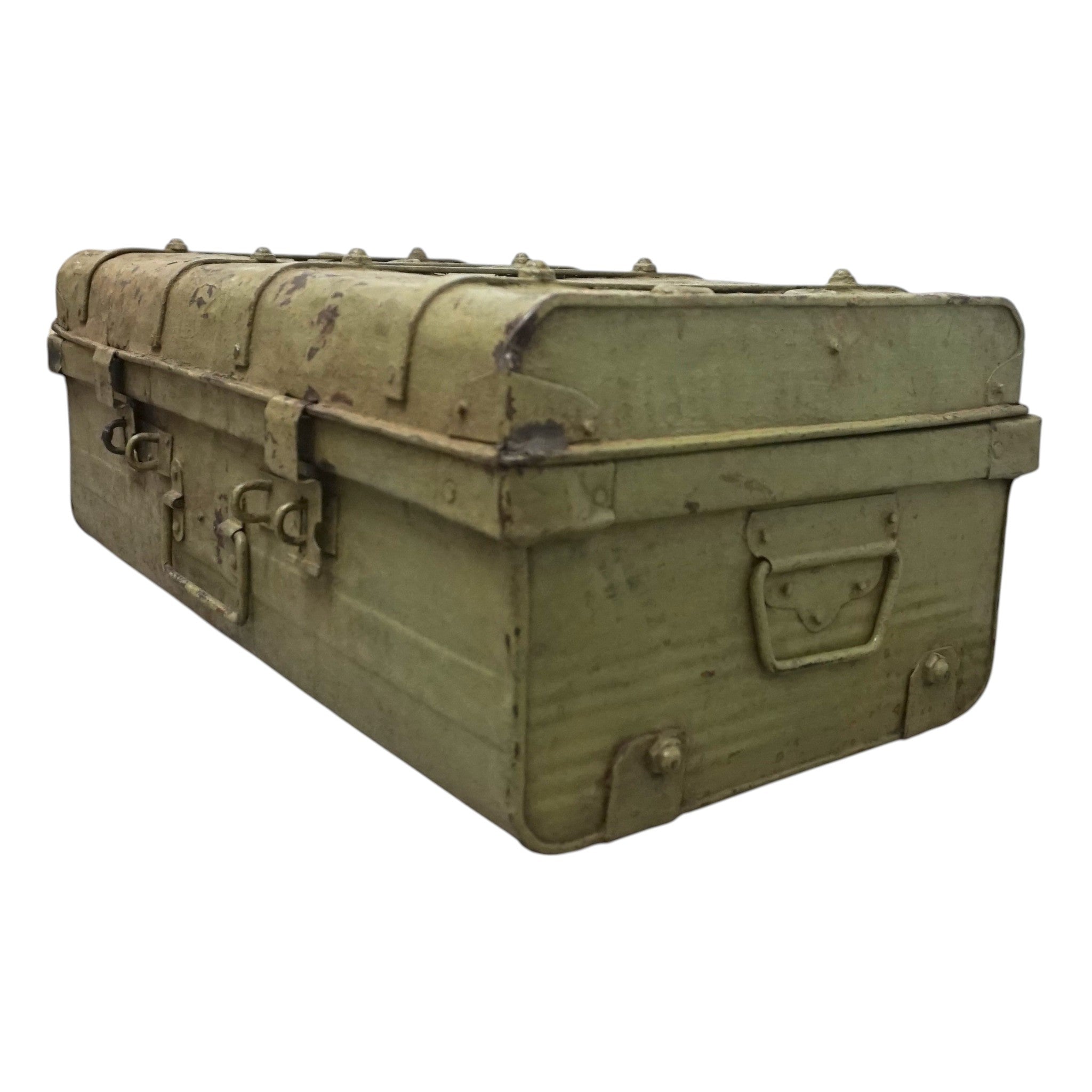 Vintage Metal Travel Trunk | Rustic Storage