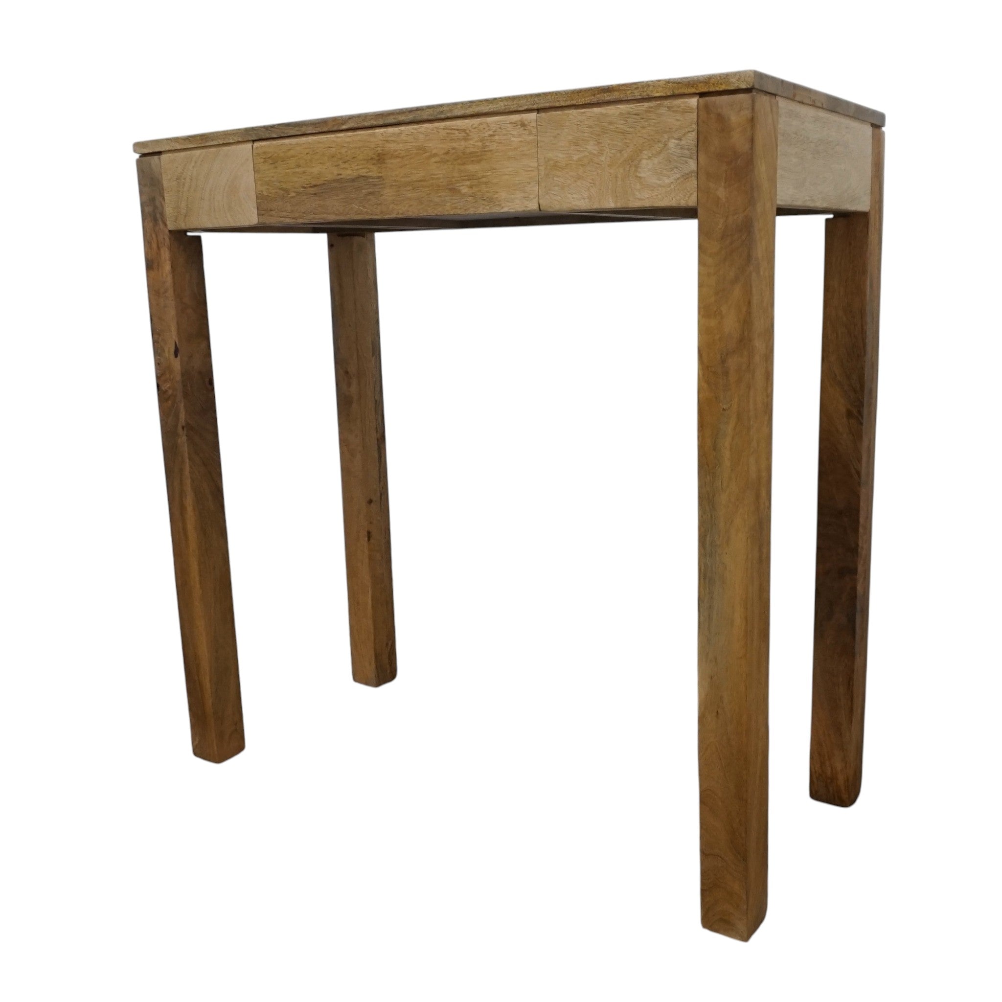 Solid Mango Wood Tall Console Table & Kitchen Island | Hidden Drawer & Natural Finish