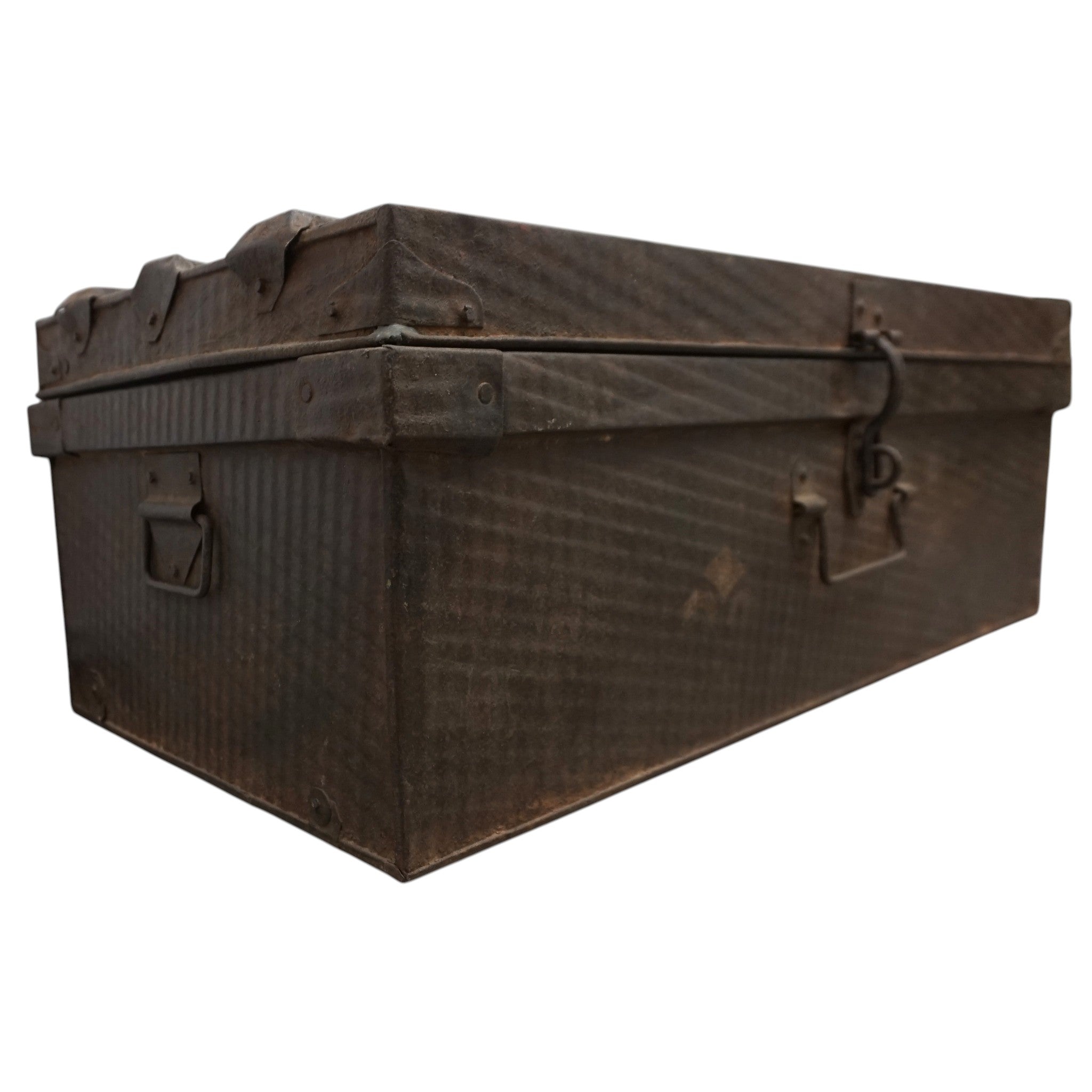 Vintage Metal Travel Trunk | Rustic Storage | Modern Farmhouse Decor