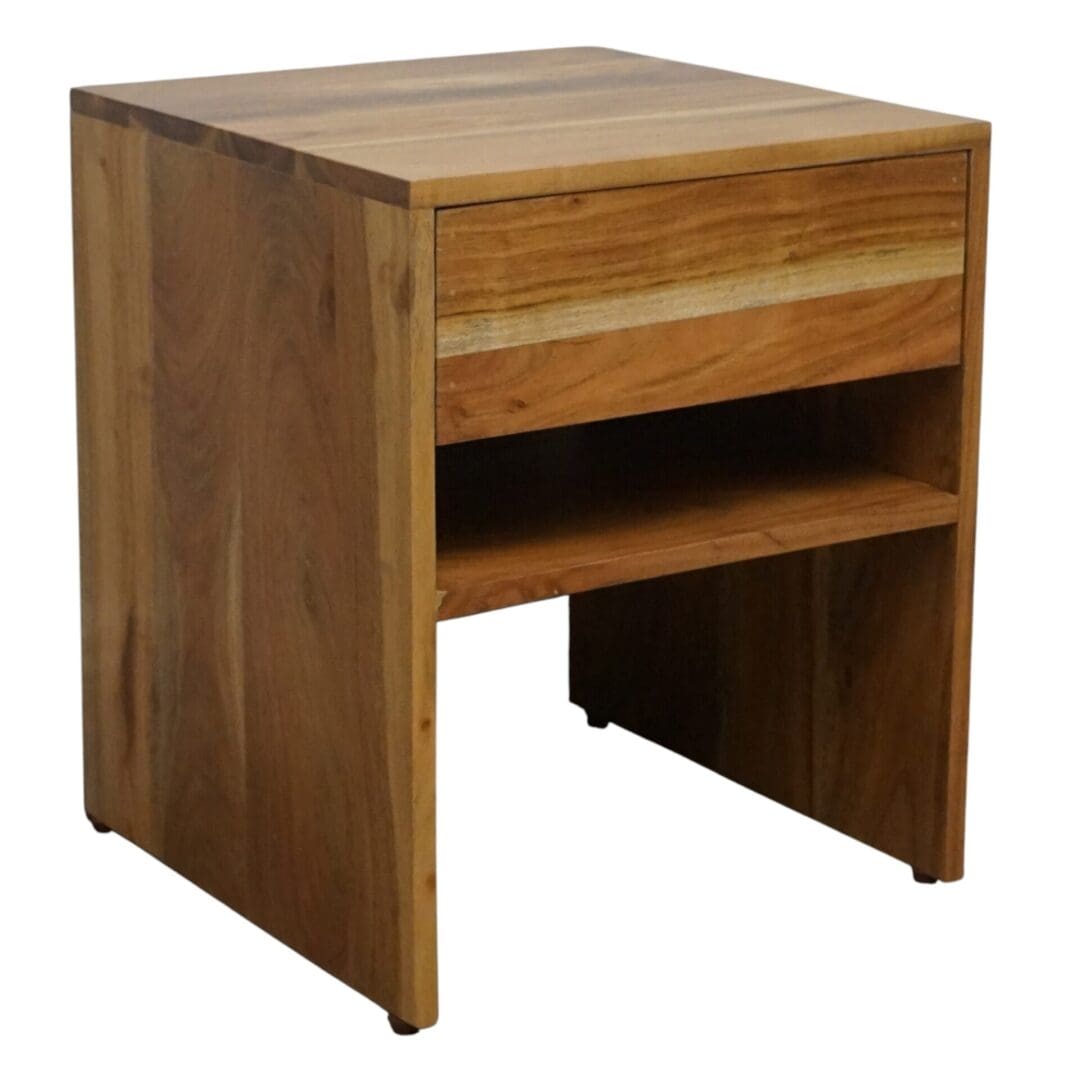 Natural Wood Side Table with 1 Drawer image 5