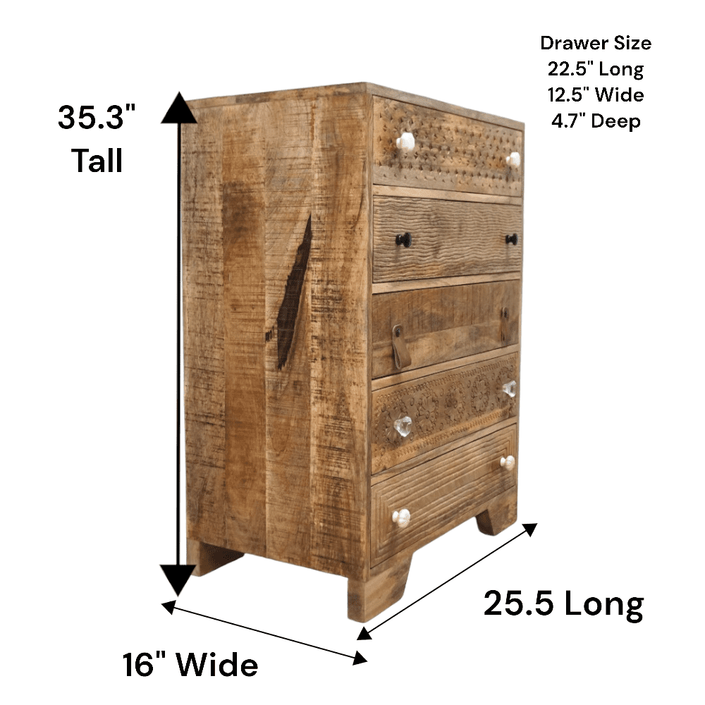 Unique Tall Dresser with 5 Deep Drawers image 7