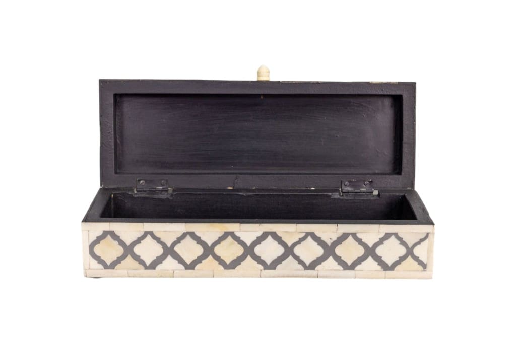 Long Rectangle Box Gray and White Inlay image 3