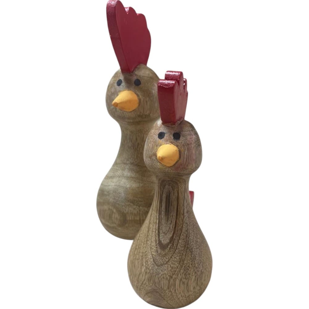 Hand-crafted Set of Two Wooden Chickens image 7