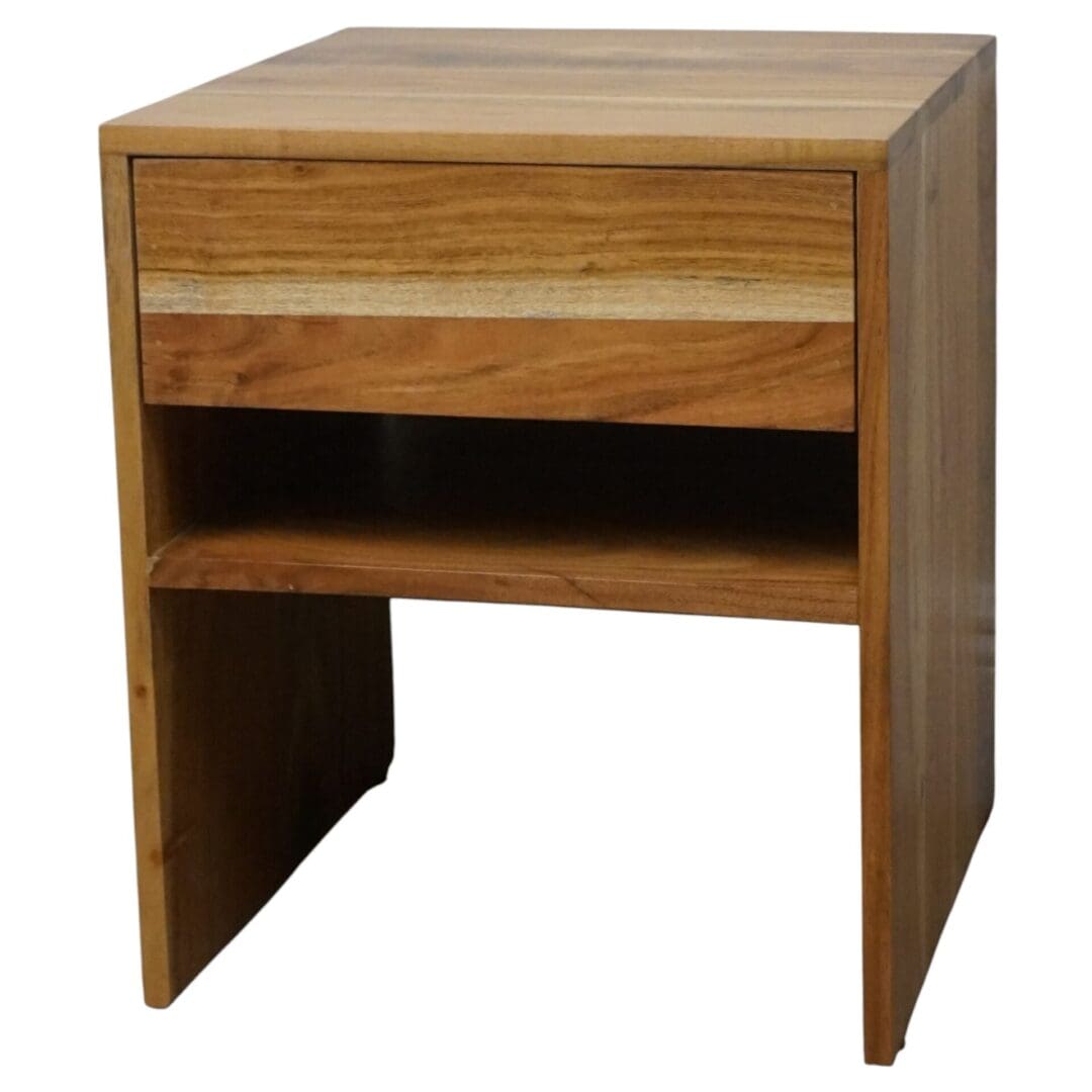 Natural Wood Side Table with 1 Drawer image 6