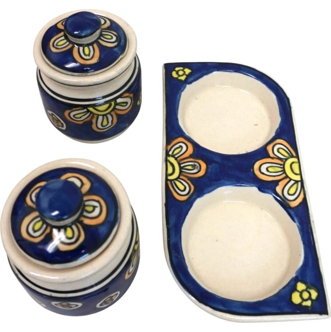 Set of Two Ceramic Pots with a Matching Tray image 2