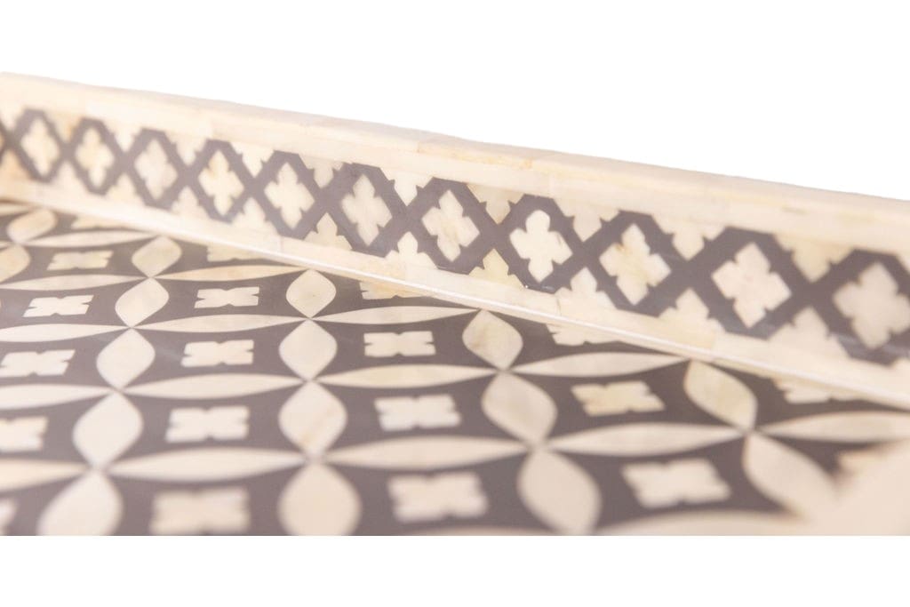 Geometric Serving Tray Gray and White Bone Inlay image 4