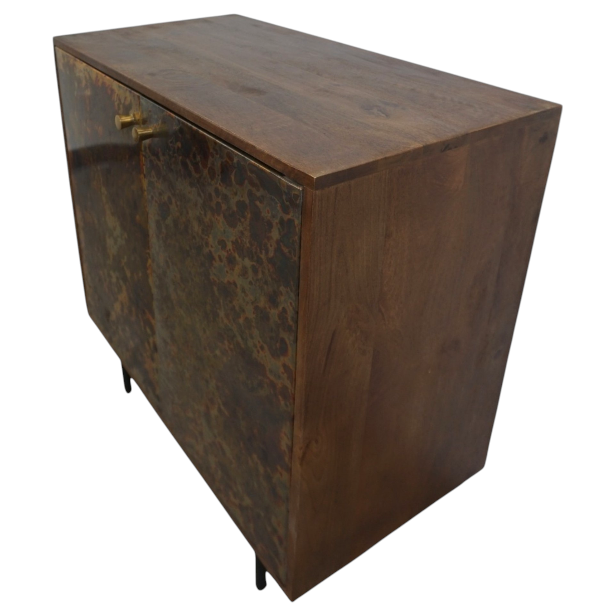 Handcrafted Mango Wood Cabinet | Patina Metal Doors – Modern Industrial Farmhouse Sideboard