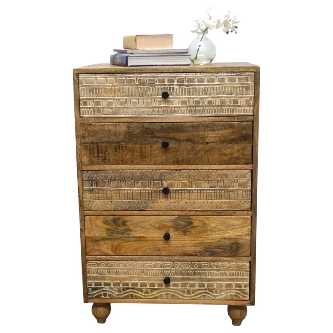 Rustic 5-Drawer Dresser Hand-carved image 7