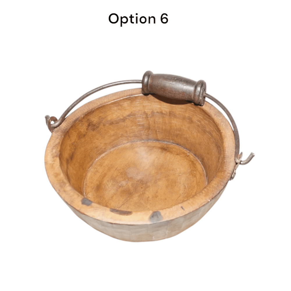 Vintage Wooden Bowls with a Handle Set of 2 image 8