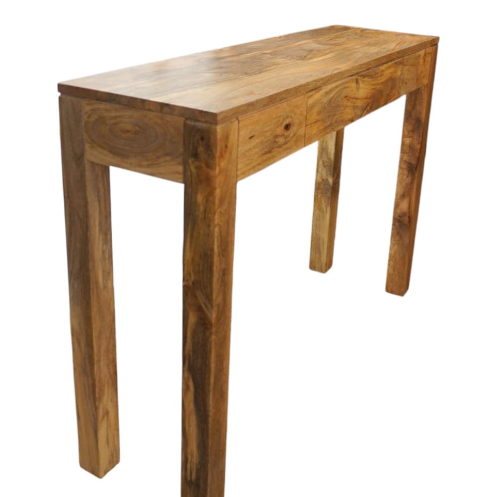 Mango Wood Console Table with Hidden Drawer Natural Wood image 3