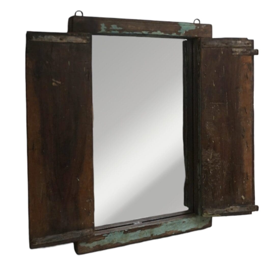 Vintage Accent Mirror Window with Shutters - 8 image 4
