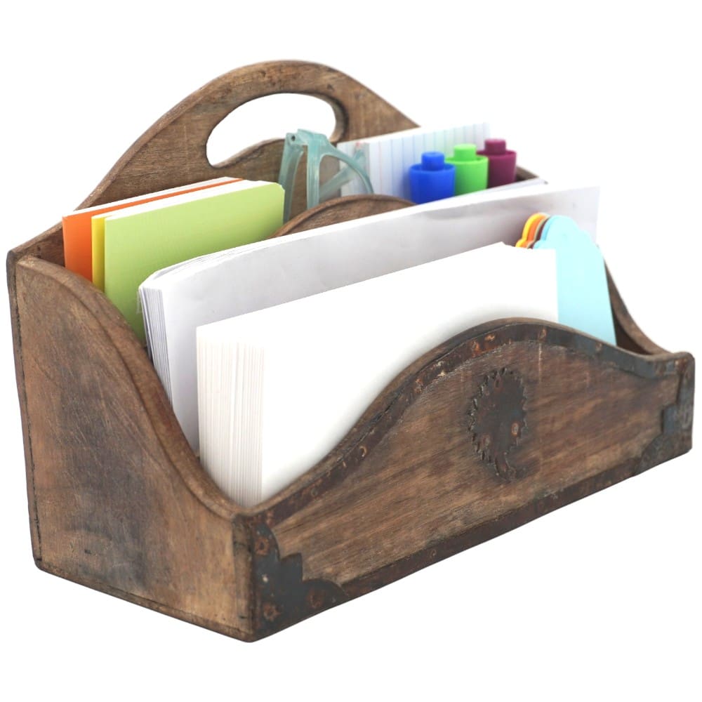 Vintage Wood Desk Tidy Letter Organizer image 7