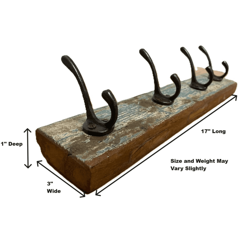 4-Hook Coat Rack Reclaimed Wood image 10