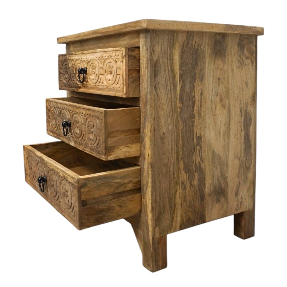 3-Drawer Side Table/Nightstand Hand-Carved image 9