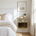 Hand Carved Mango Wood Wall Mounted Nightstand Sandblast Wood image 0