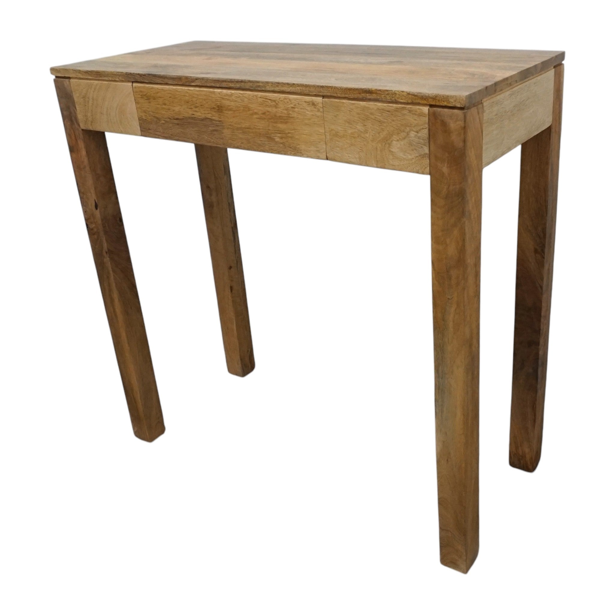 Solid Mango Wood Tall Console Table & Kitchen Island | Hidden Drawer & Natural Finish