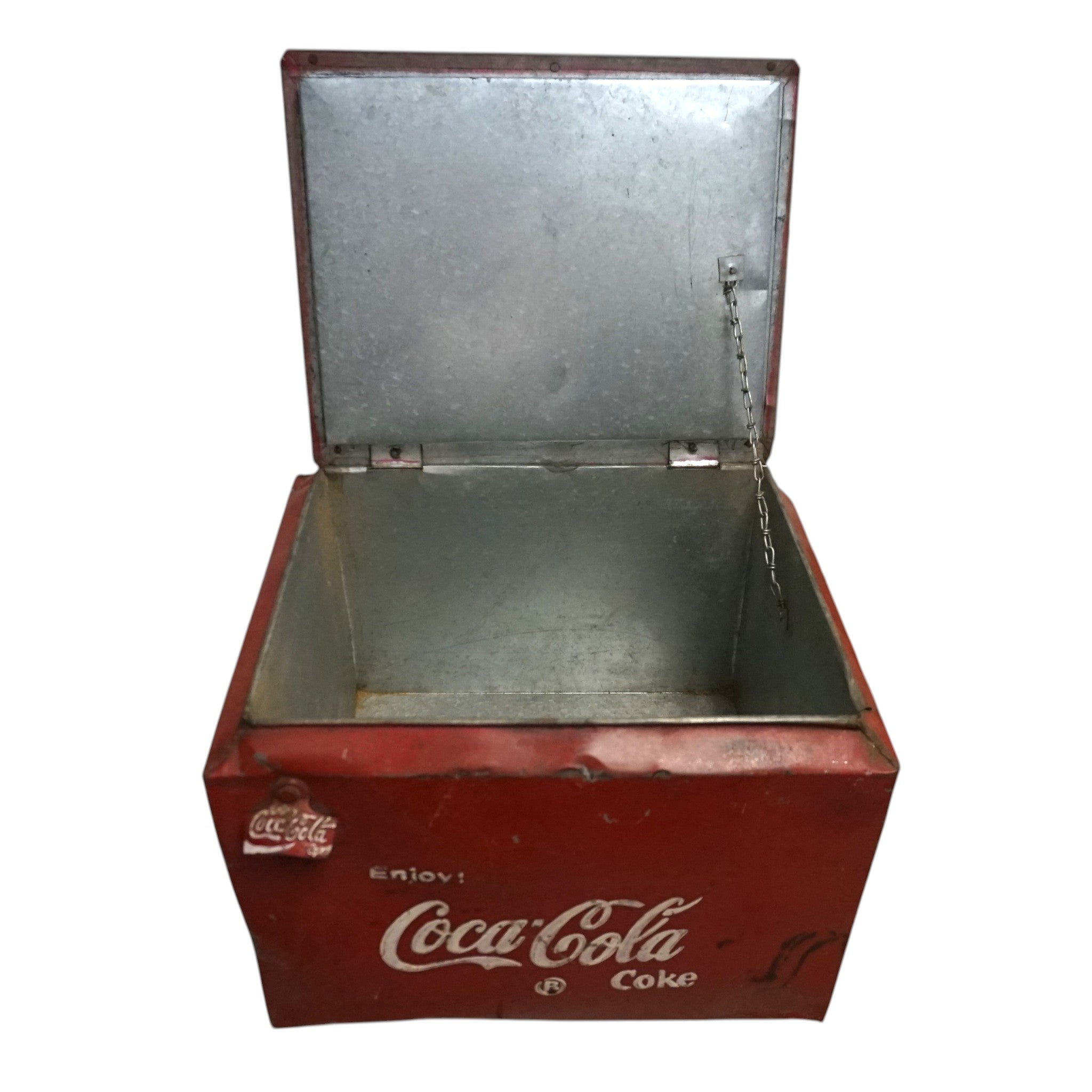 Vintage Coca-Cola Metal Cooler | Original Bottle Opener & Distressed Patina