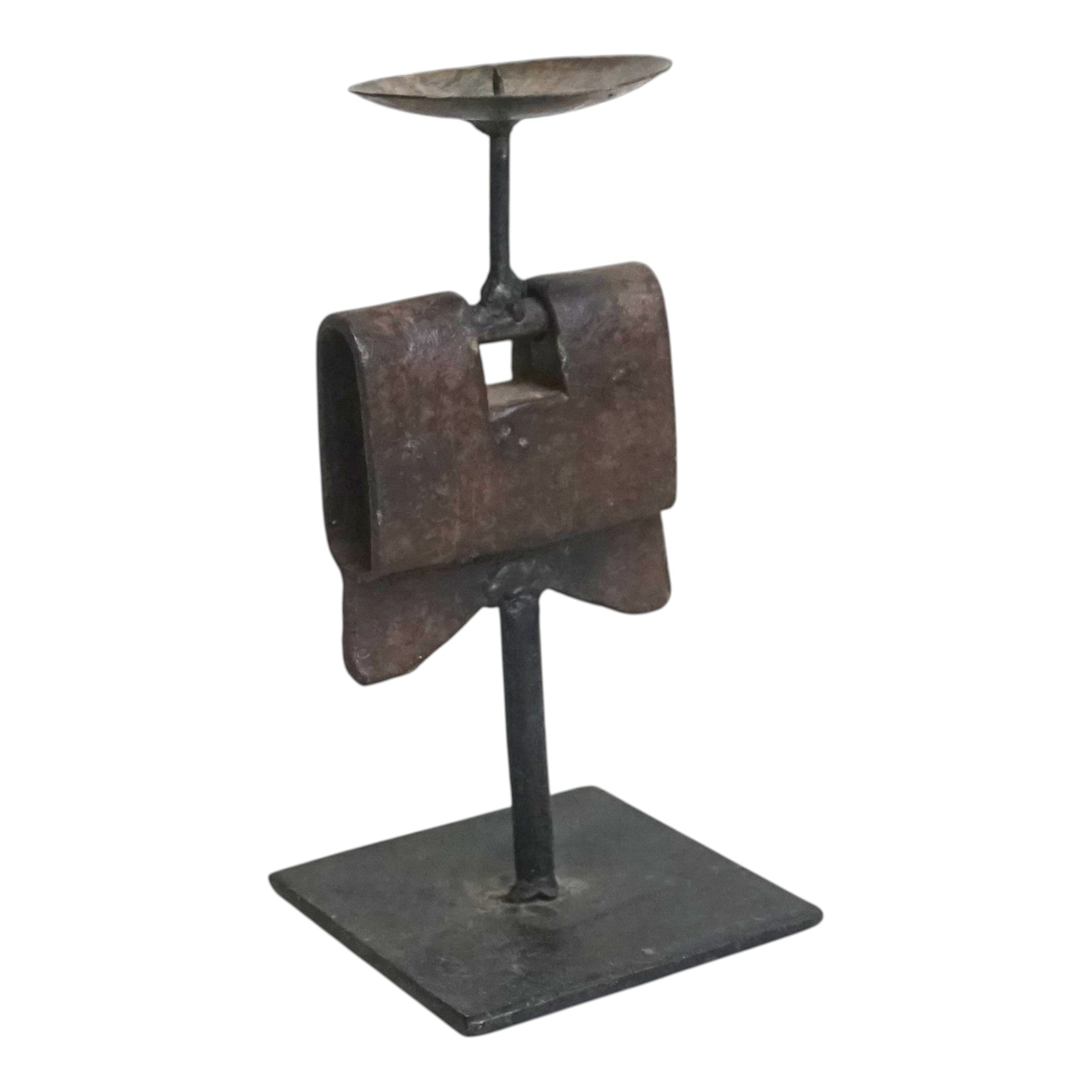 Reclaimed Vintage Lock Candlesticks | Rustic Metal Stand & Aged Patina