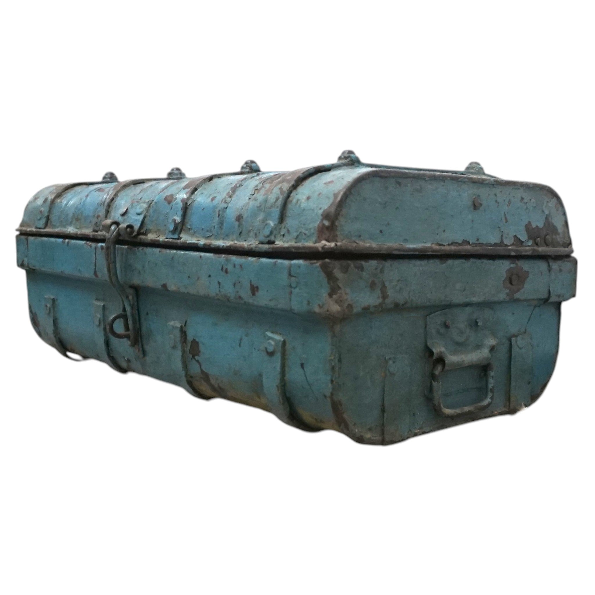 Vintage Metal Travel Trunk | Rustic Storage | Unique Gift