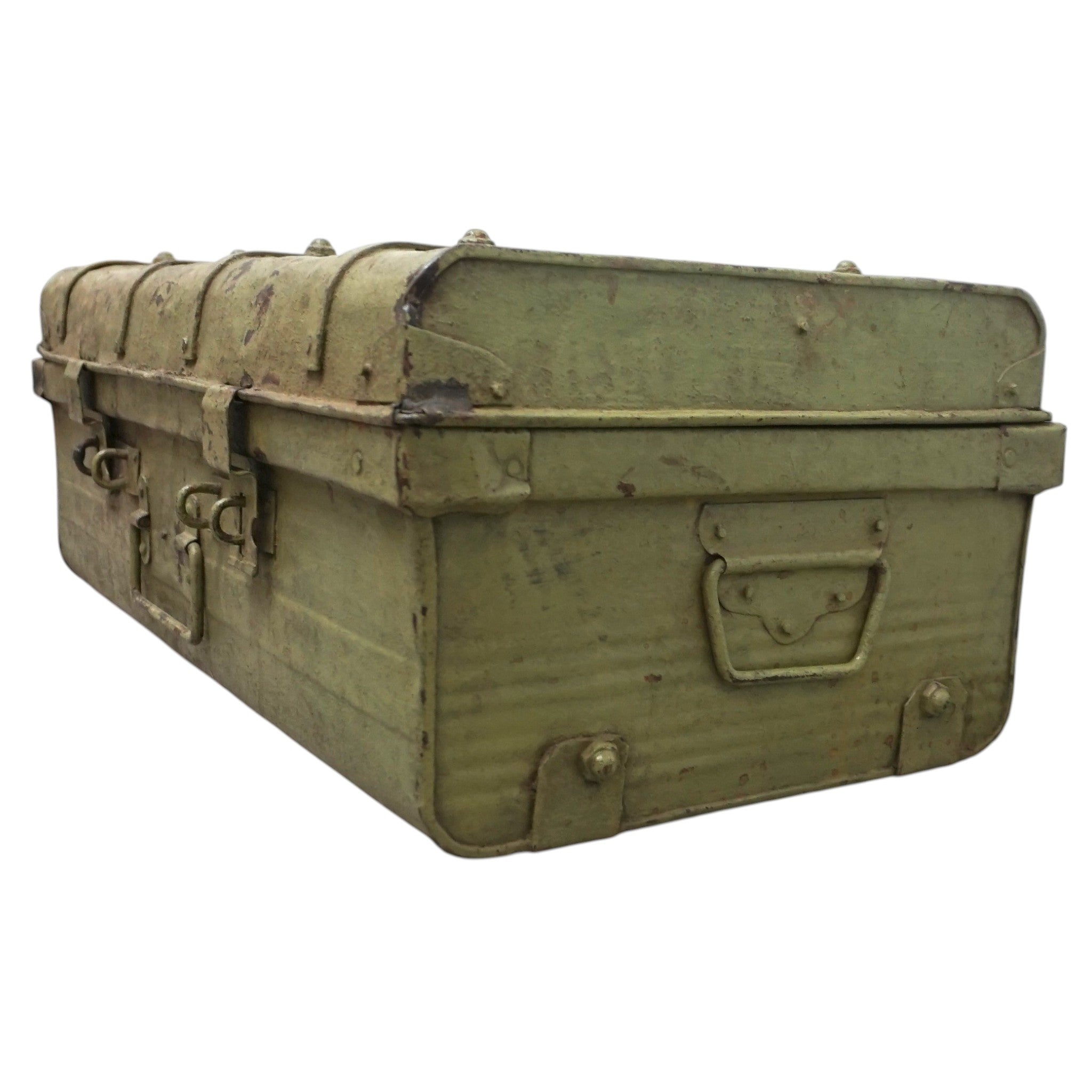 Vintage Metal Travel Trunk | Rustic Storage