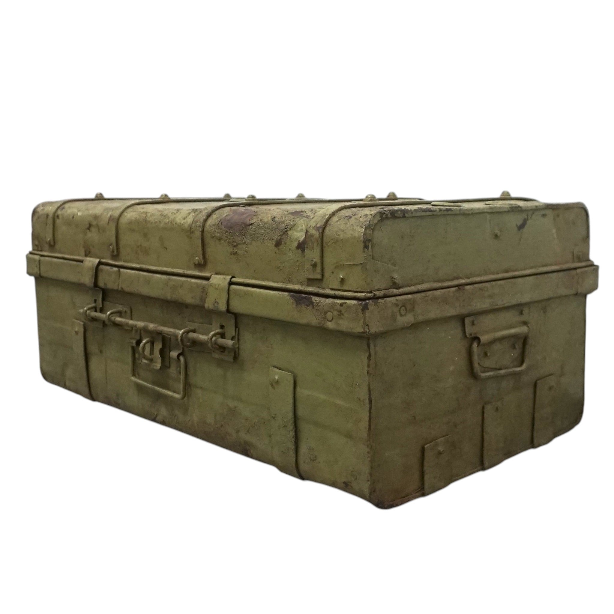 Vintage Metal Travel Trunk | Early 20th Century Indian Railway Case