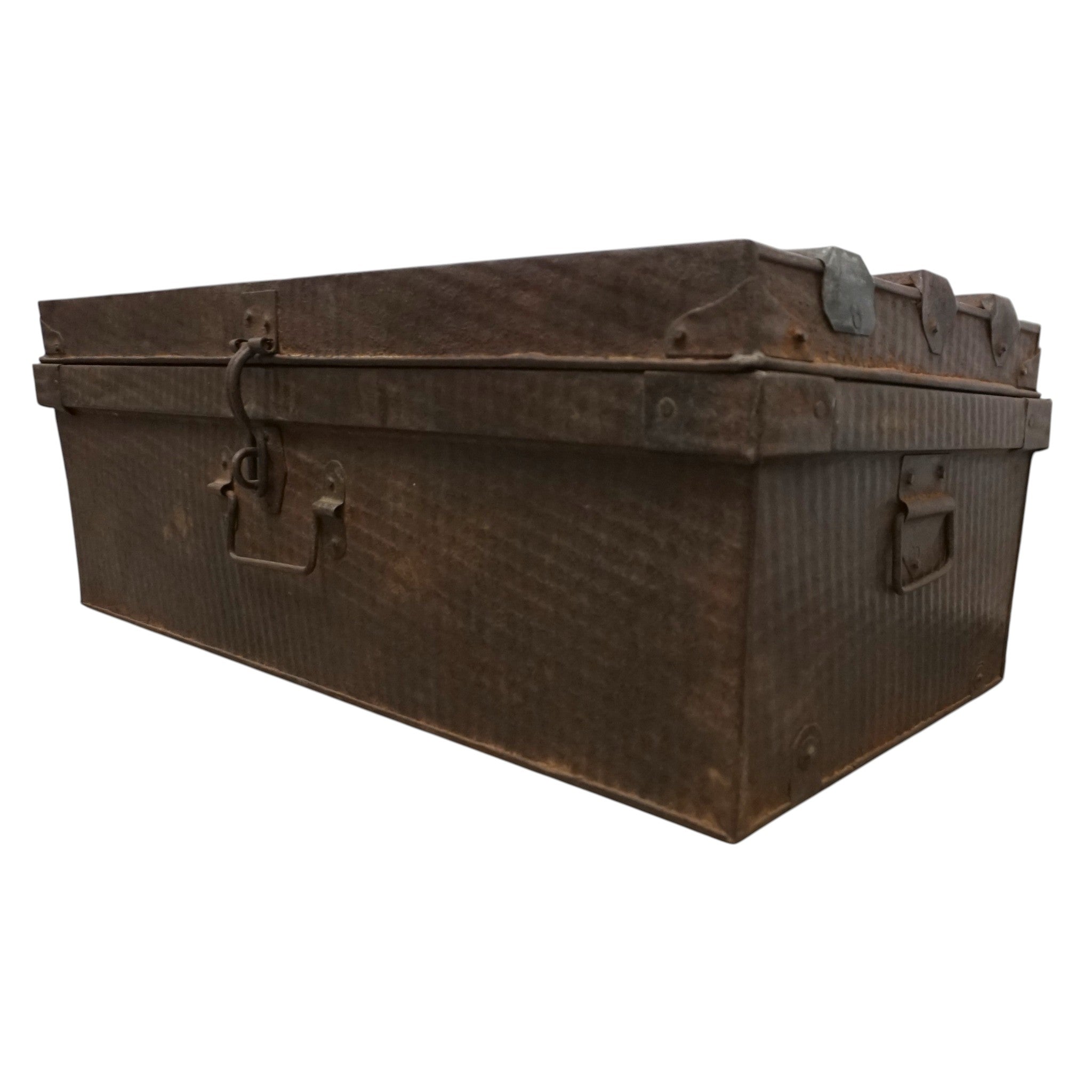 Vintage Metal Travel Trunk | Rustic Storage | Modern Farmhouse Decor