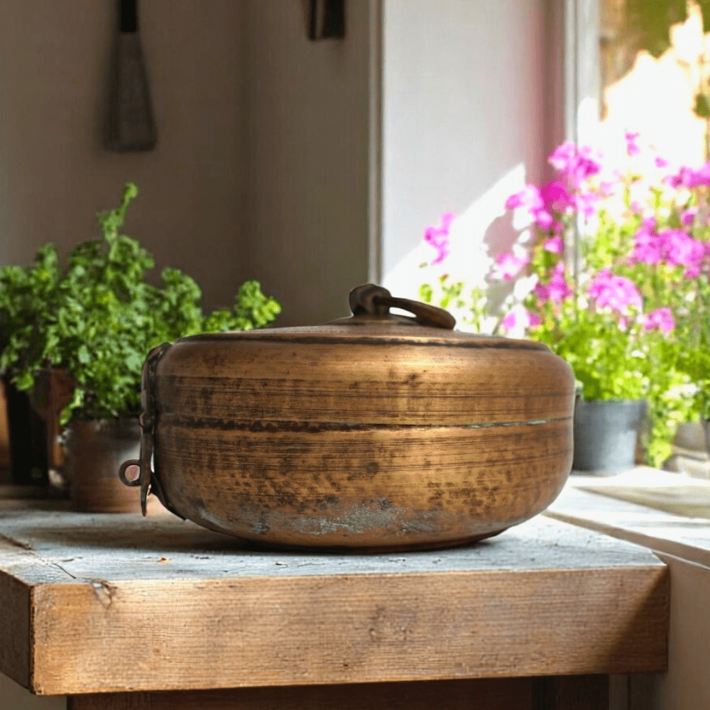 Vintage Brass Katordan Chapati Warmer Box image 0