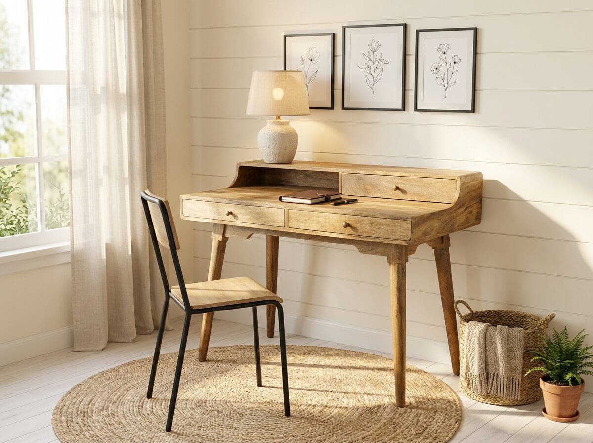 Rustic Hand-crafted Solid Wood Desk or Bedroom Vanity image 0