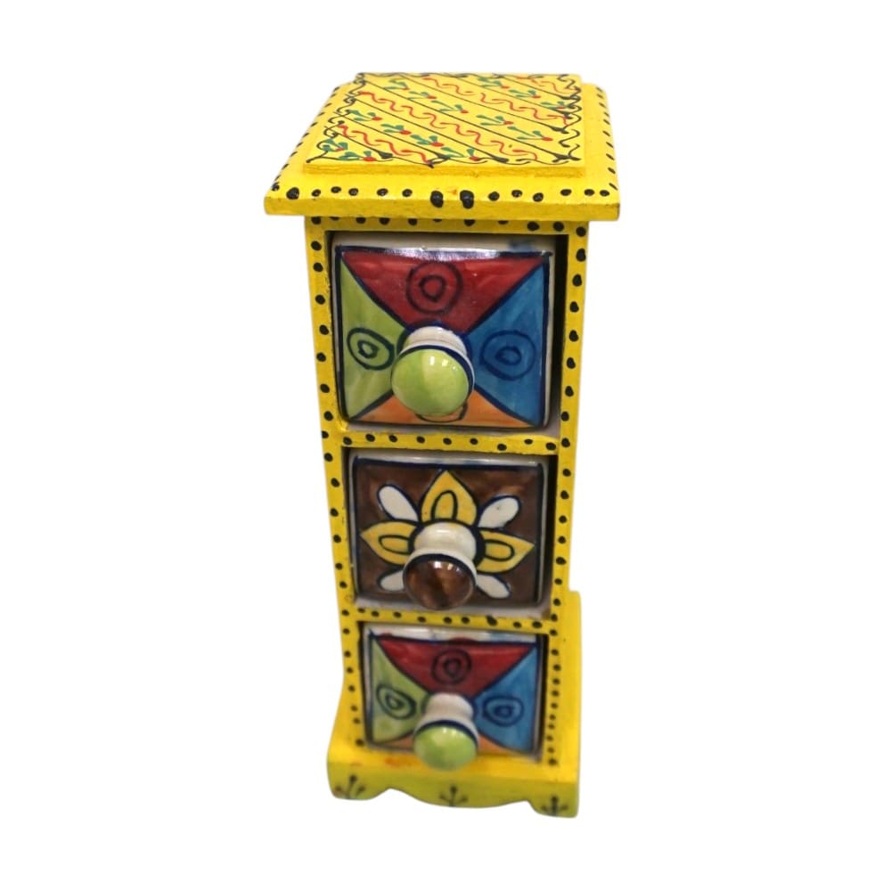 Hand-Painted Three Drawer Organizer Multicolor Ceramic image 10
