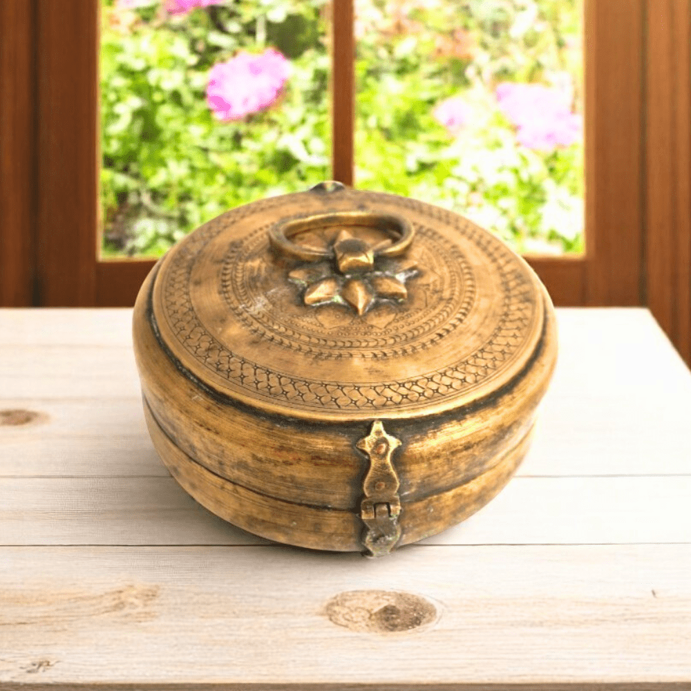 Vintage Brass Katordan Chapati Warmer Box image 23
